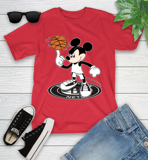 NBA Basketball Brooklyn Nets Cheerful Mickey Disney Shirt Youth T-Shirt 10