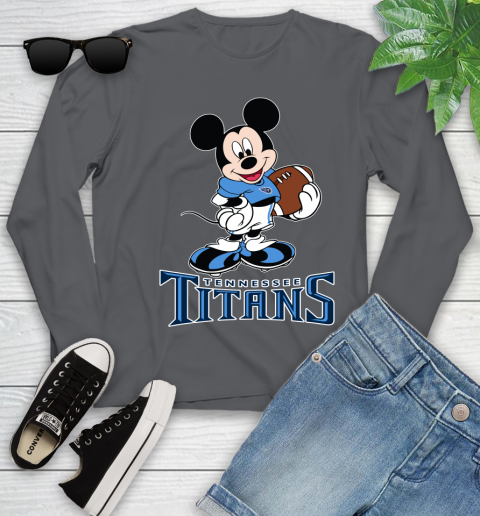 NFL Football Tennessee Titans Cheerful Mickey Mouse Shirt Youth Long Sleeve 8