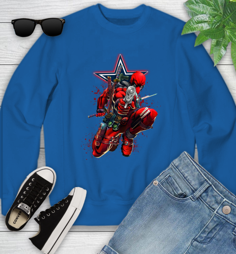 NFL Deadpool Marvel Comics Sports Football Dallas Cowboys Youth Sweatshirt 8