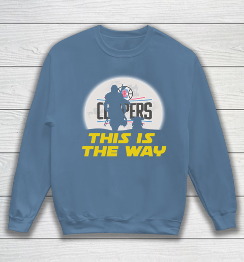 LA Clippers NBA Basketball Star Wars Yoda And Mandalorian This Is The Way Sweatshirt 6
