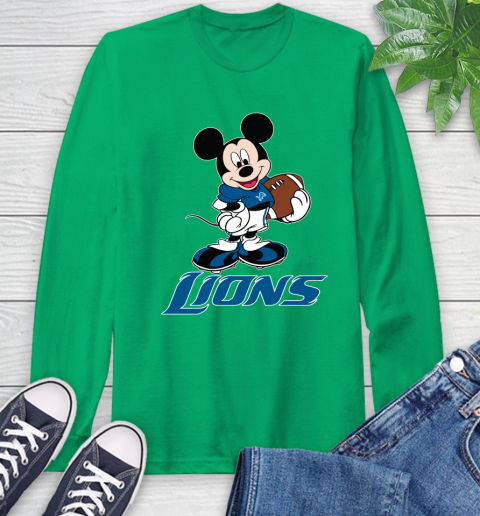 NFL Football Detroit Lions Cheerful Mickey Mouse Shirt Long Sleeve T-Shirt 8