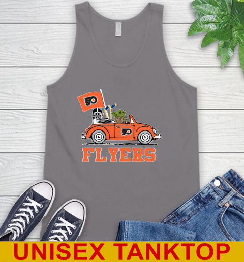 NHL Hockey Philadelphia Flyers Darth Vader Baby Yoda Driving Star Wars Shirt Tank Top 7