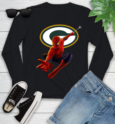 NFL Spider Man Avengers Endgame Football Green Bay Packers Youth Long Sleeve 2