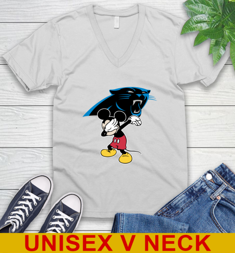 Carolina Panthers NFL Football Dabbing Mickey Disney Sports V-Neck T-Shirt