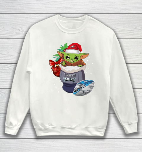 Philadelphia Eagles Christmas Baby Yoda Star Wars Funny Happy NFL Sweatshirt 2