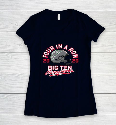 OSU 2020 Big Ten Champions 2020 Four In A Row Women's V-Neck T-Shirt 2