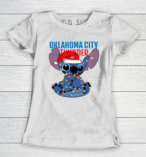Oklahoma City Thunder NBA noel stitch Basketball Christmas Women's T-Shirt