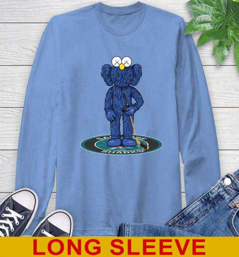 NHL Hockey San Jose Sharks Kaws Bff Blue Figure Shirt Long Sleeve T-Shirt 11