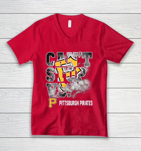 MLB Pittsburgh Pirates Baseball Can't Stop Vs Pirates V-Neck T-Shirt 6