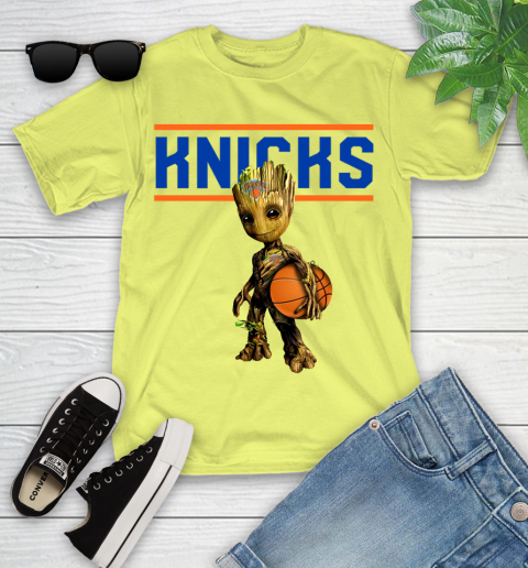 New York Knicks NBA Basketball Groot Marvel Guardians Of The Galaxy Youth T-Shirt 8
