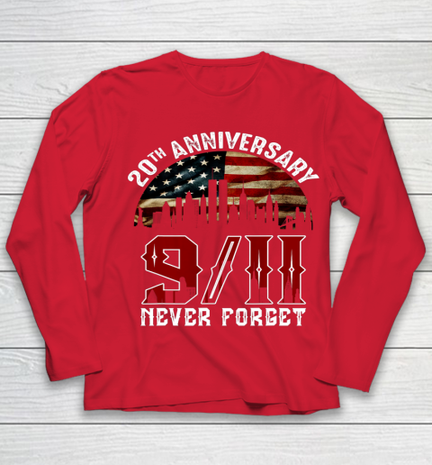 Never Forget 9 11 20th Anniversary Patriot Day 2021 Youth Long Sleeve 8