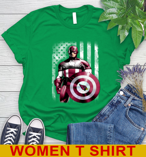 Arizona Cardinals NFL Football Captain America Marvel Avengers American Flag Shirt Women's T-Shirt 7