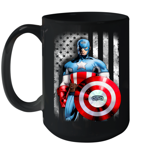 San Antonio Spurs NBA Basketball Captain America Marvel Avengers American Flag Shirt Ceramic Mug 15oz