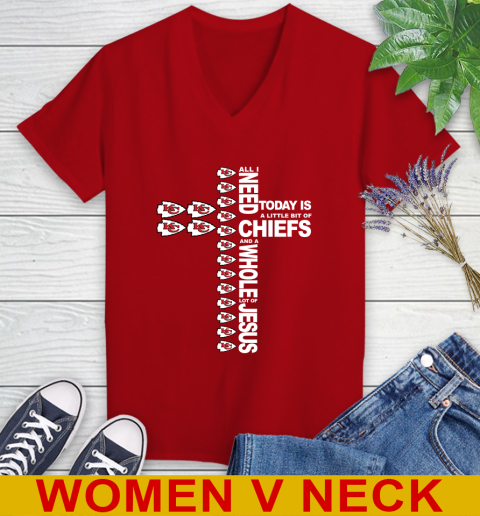 NFL All I Need Today Is A Little Bit Of Kansas City Chiefs Cross Shirt Women's V-Neck T-Shirt 10