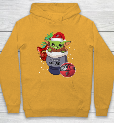 Portland Trail Blazers Christmas Baby Yoda Star Wars Funny Happy NBA Hoodie 3