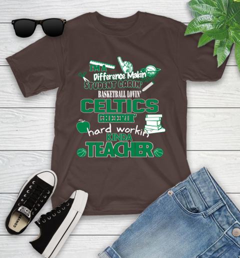 Boston Celtics NBA I'm A Difference Making Student Caring Basketball Loving Kinda Teacher Youth T-Shirt 7