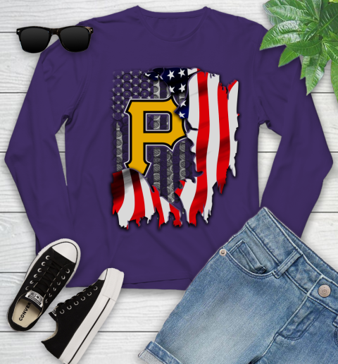 Pittsburgh Pirates MLB Baseball American Flag Youth Long Sleeve 4