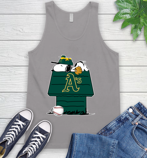 MLB Oakland Athletics Snoopy Woodstock The Peanuts Movie Baseball T Shirt Tank Top 4