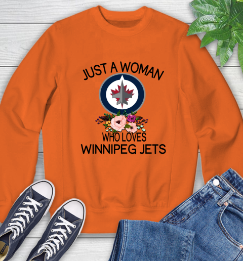 NHL Just A Woman Who Loves Winnipeg Jets Hockey Sports Sweatshirt 2