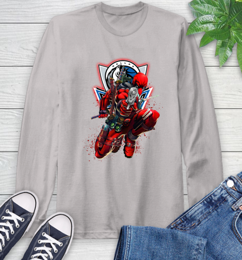 NBA Deadpool Marvel Comics Sports Basketball Dallas Mavericks Long Sleeve T-Shirt 12