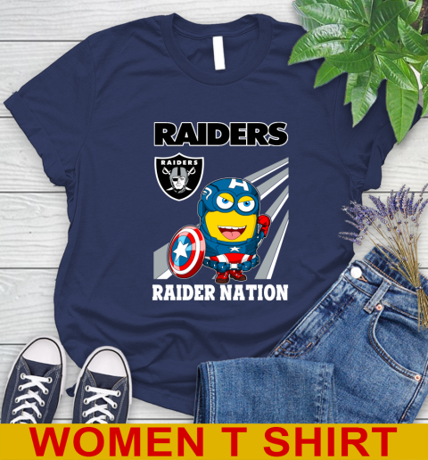 NFL Football Oakland Raiders Captain America Marvel Avengers Minion Shirt Women's T-Shirt 12