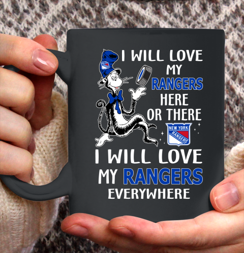 NHL Hockey New York Rangers I Will Love My Rangers Everywhere Dr Seuss Shirt Ceramic Mug 11oz