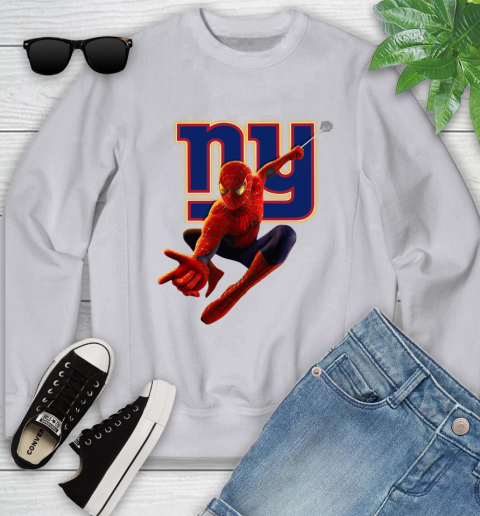 NFL Spider Man Avengers Endgame Football New York Giants Youth Sweatshirt 4