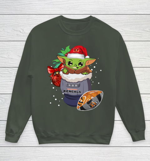 Cincinnati Bengals Christmas Baby Yoda Star Wars Funny Happy NFL Youth Sweatshirt 10