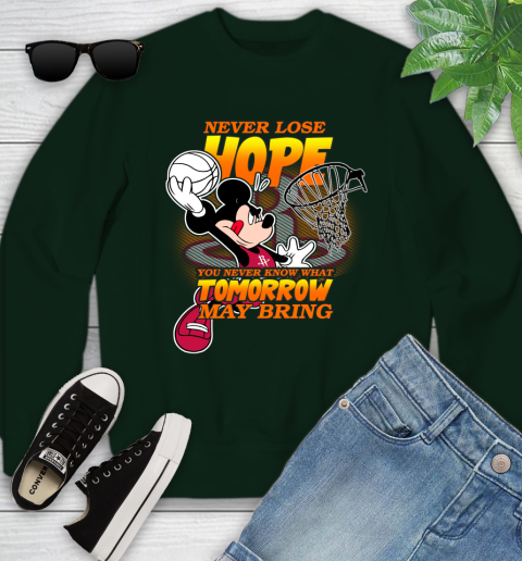 Houston Rockets NBA Basketball Mickey Disney Never Lose Hope Youth Sweatshirt 9