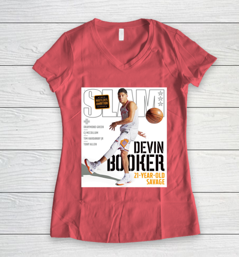 Devin Booker Slam Magazine Cover Phoenix Suns Women's V-Neck T-Shirt 3