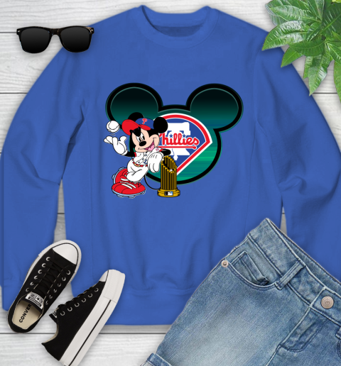 MLB Philadelphia Phillies The Commissioner's Trophy Mickey Mouse Disney Youth Sweatshirt 8