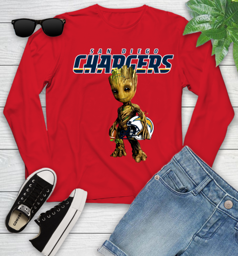 Los Angeles Chargers NFL Football Groot Marvel Guardians Of The Galaxy Youth Long Sleeve 11
