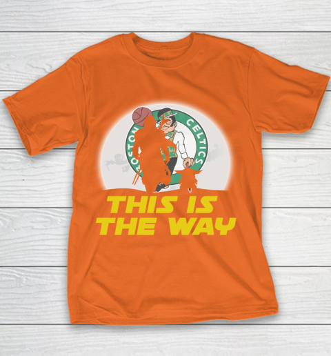Boston Celtics NBA Basketball Star Wars Yoda And Mandalorian This Is The Way Youth T-Shirt 4