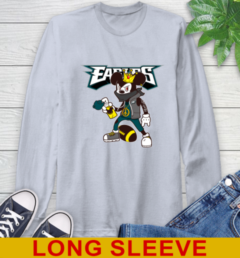 Philadelphia Eagles NFL Football Mickey Peace Sign Sports Long Sleeve T-Shirt 6