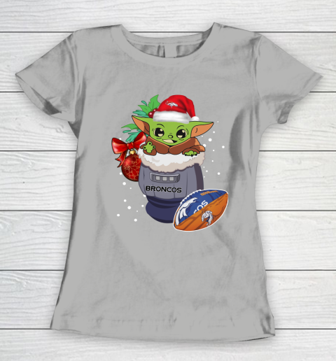 Denver Broncos Christmas Baby Yoda Star Wars Funny Happy NFL Women's T-Shirt 11