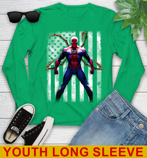 MLB Baseball New York Yankees Spider Man Avengers Marvel American Flag Shirt Youth Long Sleeve 7