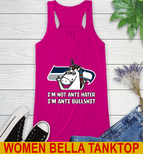 Seattle Seahawks NFL Football Unicorn I'm Not Anti Hater I'm Anti Bullshit Racerback Tank 8