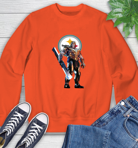 NFL Thanos Gauntlet Avengers Endgame Football Pittsburgh Steelers Sweatshirt 4