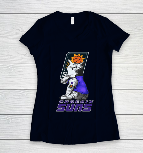 NBA Basketball My Cat Loves Phoenix Suns Women's V-Neck T-Shirt 3 NBA Basketball My Cat Loves Phoenix Suns Women's V-Neck T-Shirt - Image 3