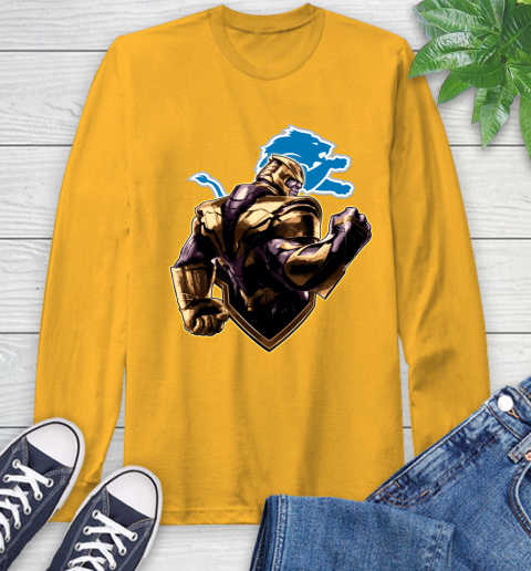 NFL Thanos Avengers Endgame Football Sports Detroit Lions Long Sleeve T-Shirt 3