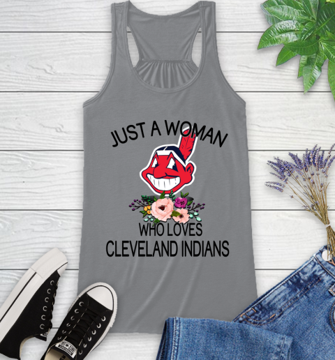 MLB Just A Woman Who Loves Cleveland Indians Baseball Sports Racerback Tank 3