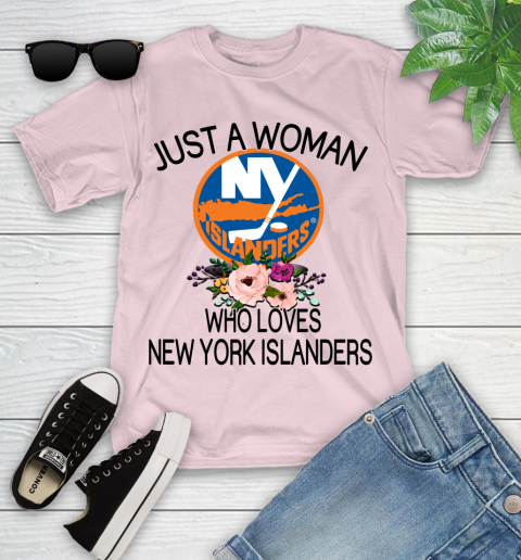NHL Just A Woman Who Loves New York Islanders Hockey Sports Youth T-Shirt 7