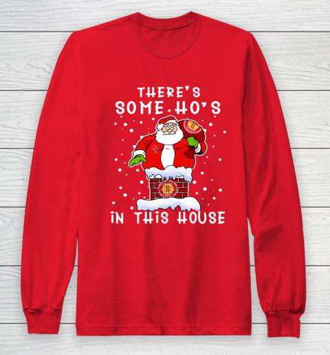 Houston Rockets Christmas There Is Some Hos In This House Santa Stuck In The Chimney NBA Long Sleeve T-Shirt 7
