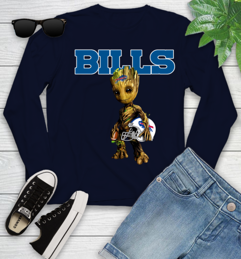 Buffalo Bills NFL Football Groot Marvel Guardians Of The Galaxy Youth Long Sleeve 3