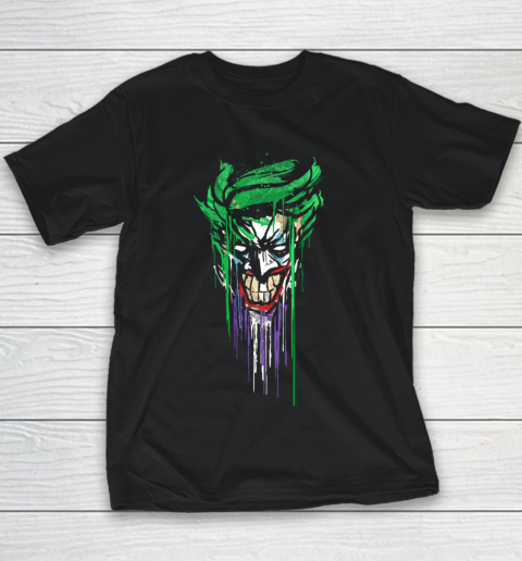DC Fandome Joker Paint Drip Portrait Youth T-Shirt