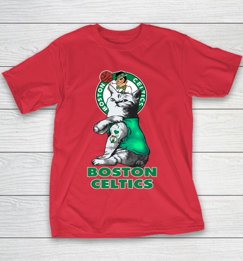 NBA Basketball My Cat Loves Boston Celtics Youth T-Shirt 7