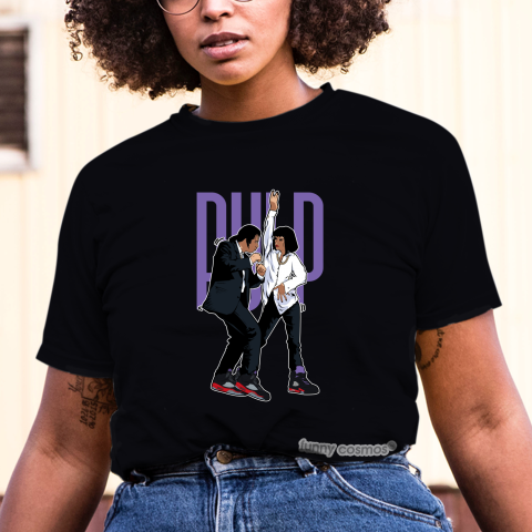 Air Jordan 5 Top 3 Matching Sneaker Tshirt Pulp Fiction Dance Red and Black Jordan Tshirt