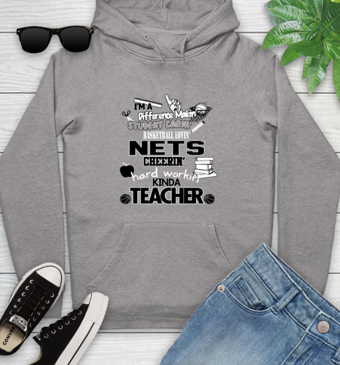 Brooklyn Nets NBA I'm A Difference Making Student Caring Basketball Loving Kinda Teacher Youth Hoodie 6