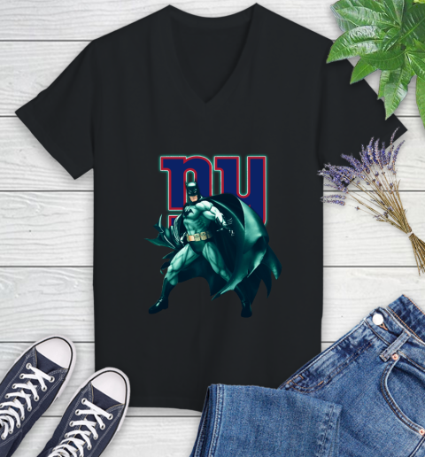 NFL Batman Football Sports New York Giants Women's V-Neck T-Shirt 2