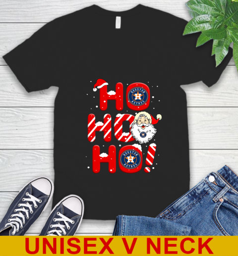 Houston Astros MLB Baseball Ho Ho Ho Santa Claus Merry Christmas Shirt V-Neck T-Shirt
